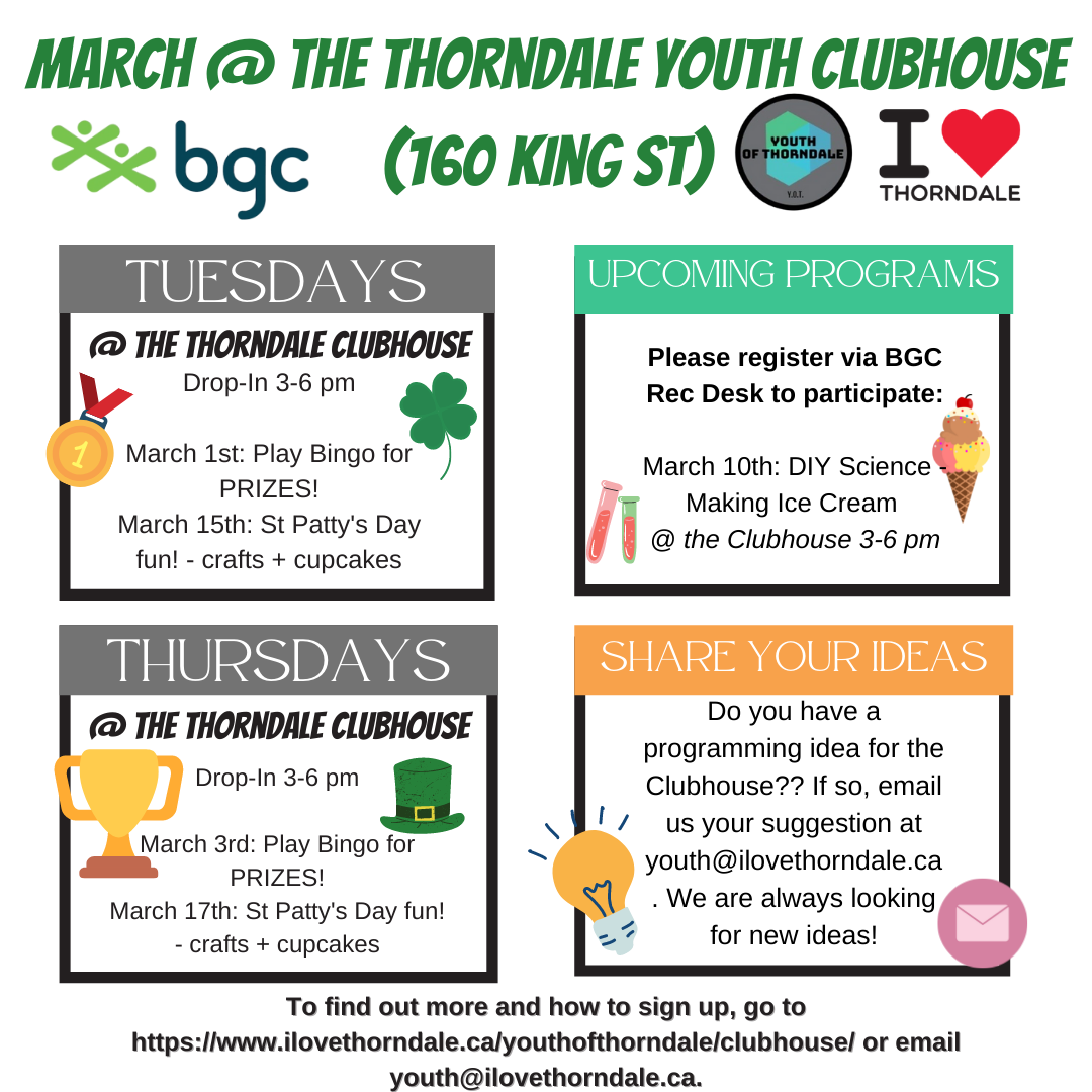 March @ The Thorndale Youth Clubhouse